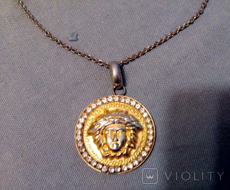 VERSACE Pendant with Stones on Chains Vintage, photo number 2