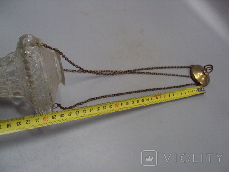 Лампадка подвесная лампада стекло висота 12 см, длина цепочек 28,5 см, фото №5