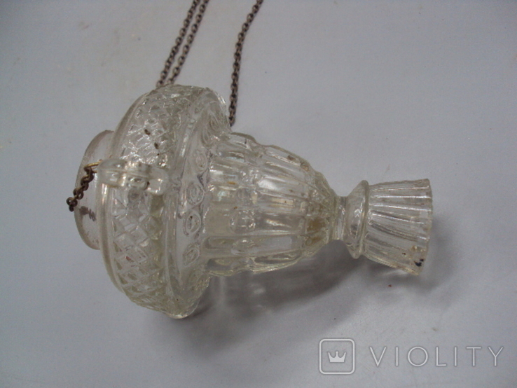 Лампадка подвесная лампада стекло висота 12 см, длина цепочек 28,5 см, фото №7