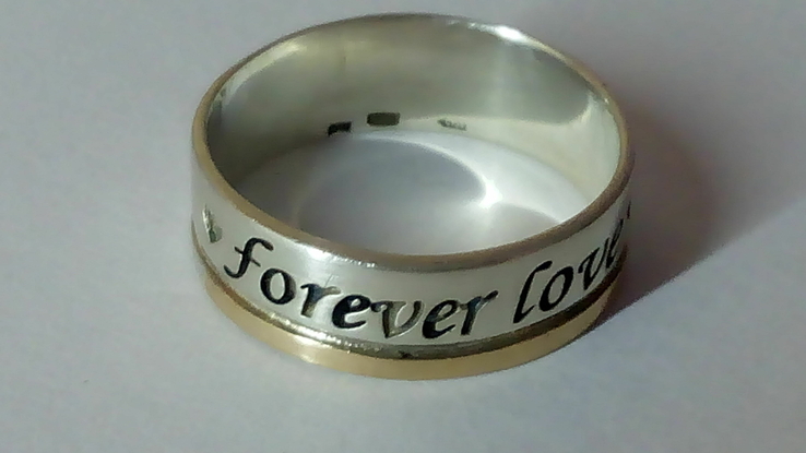 Кольцо * Forever Love *серебро 875 проба и золото 375., фото №2