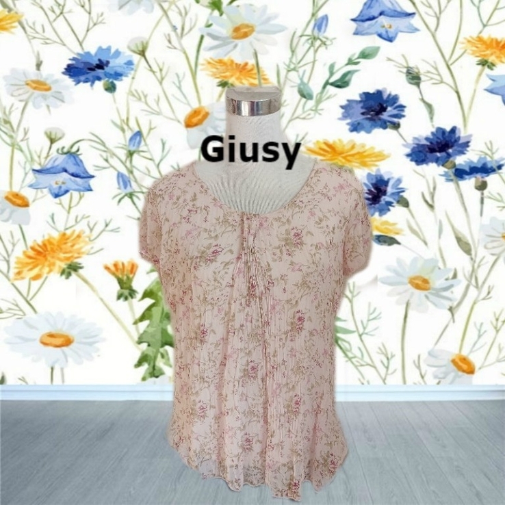 Giusy Шелк вискоза Красивая футболка женская двойная с майкой итальянского бренда L, numer zdjęcia 3