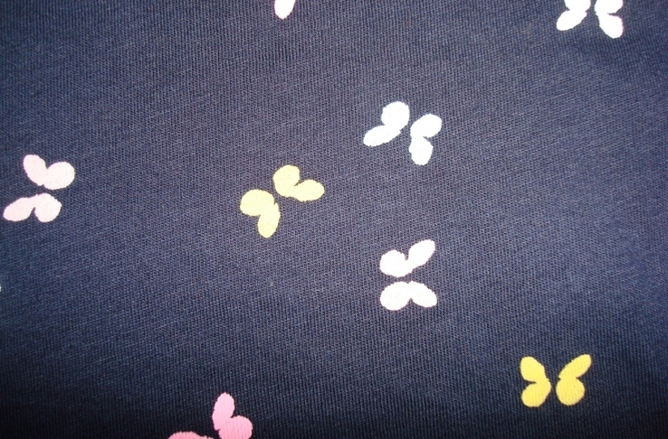 HM 2-4Y organik cotton Летняя футболка т синий принт бабочки для маленькой принцессы, фото №5