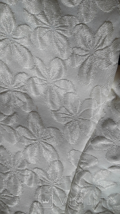 Винтажное белое платье ГДР, тиснёный сияющий кремплен, мода 70-х, фото №11