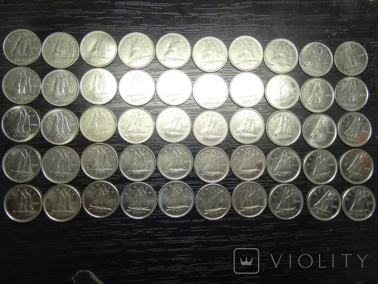 10 центів Канада (порічниця) 50шт, всі різні
