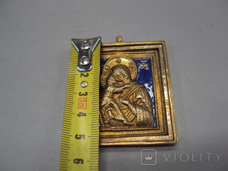 Икона Богородица с младенцем бронза эмаль иконка Божья мать и Иисус Христос, фото №3