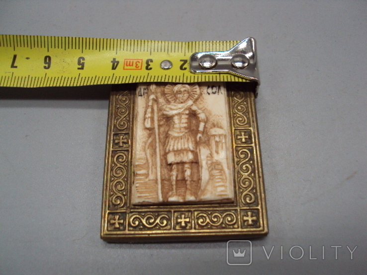 Икона Великомученик Димитрий Солунский кость мамонта миниатюра нательная иконка, фото №4