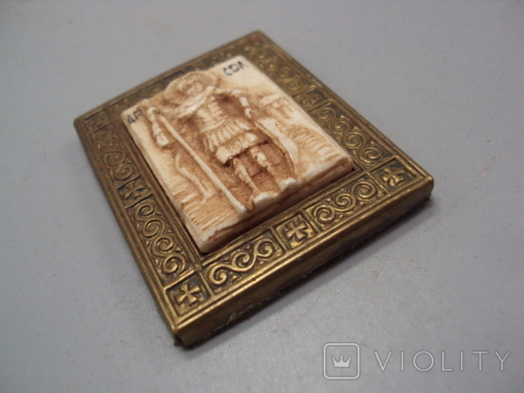 Икона Великомученик Димитрий Солунский кость мамонта миниатюра нательная иконка, фото №8