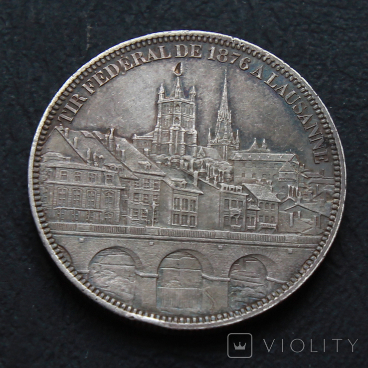 5 франков 1876 Швейцария Тир. Серебро 25г, фото №3