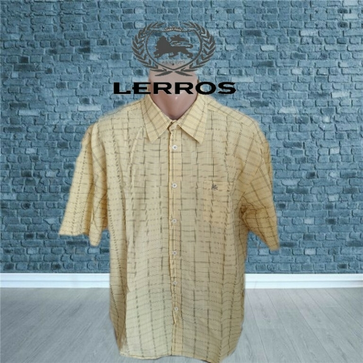 Lerros летняя стильная мужская рубашка в клетку желтая XL, фото №2