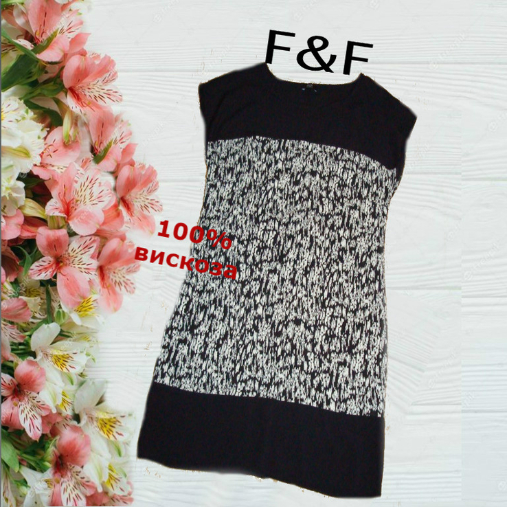 FF 100 % вискоза натуральное легкое стильное платье/ туника женская прямого кроя в принт, фото №2
