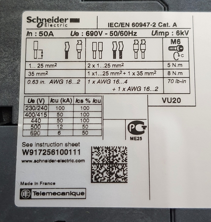 Автоматический выключатель Schneider GV3L50, фото №4