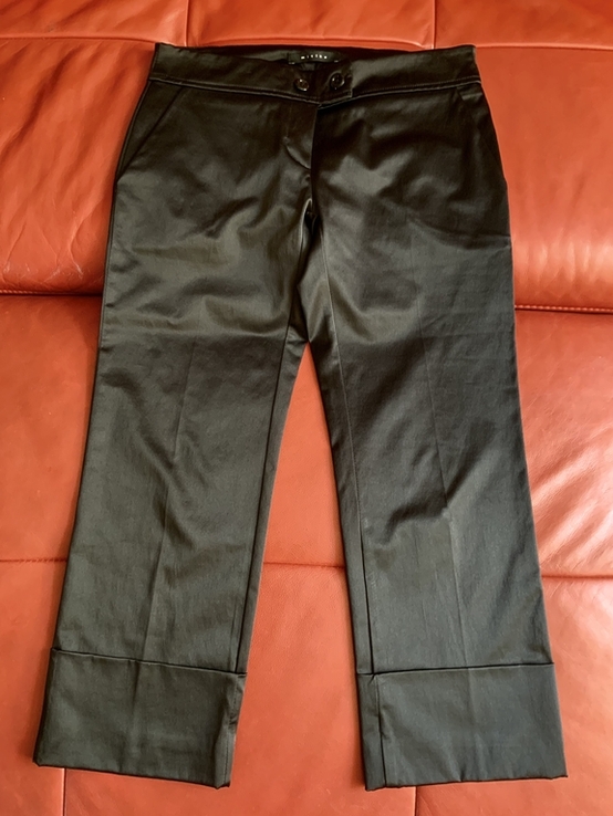 Чёрные атласные брюки Mitika, стрейч, Италия, р.42/S, фото №2