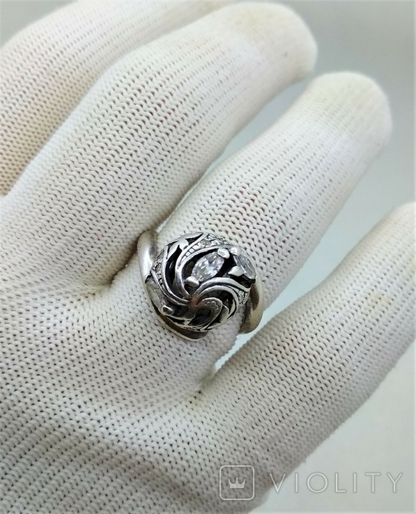 Кольцо Серебро 925 Цирконы, фото №3