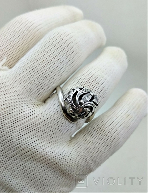 Кольцо Серебро 925 Цирконы, фото №2