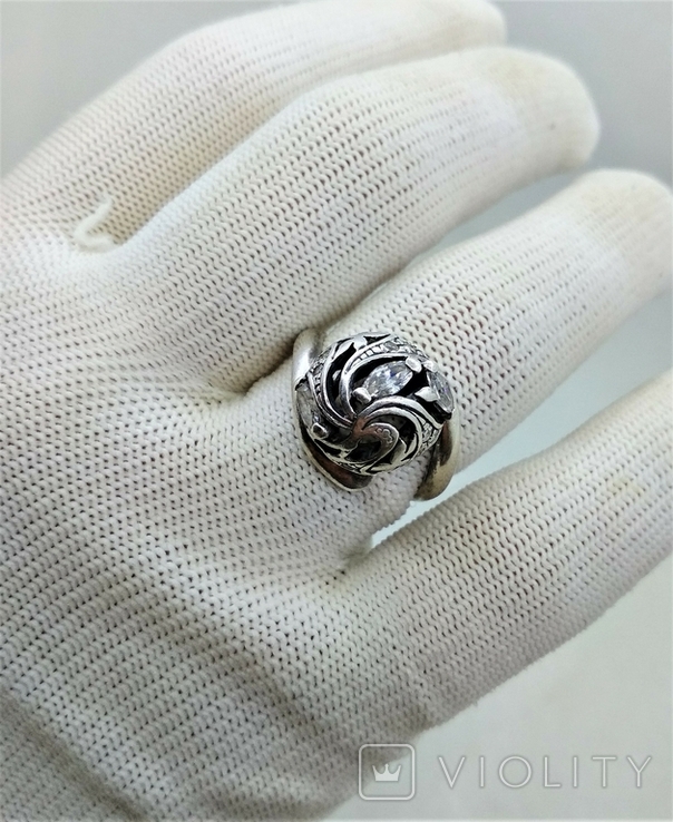 Кольцо Серебро 925 Цирконы, фото №4