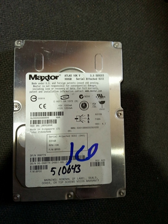 Жесткий диск Maxtor Atlas 10K V 300GB 8J300S0088856 SAS SCSI, numer zdjęcia 2