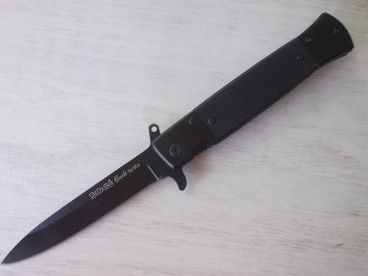 Нож складной полуавтомат SOG Replica , черный, фото №5