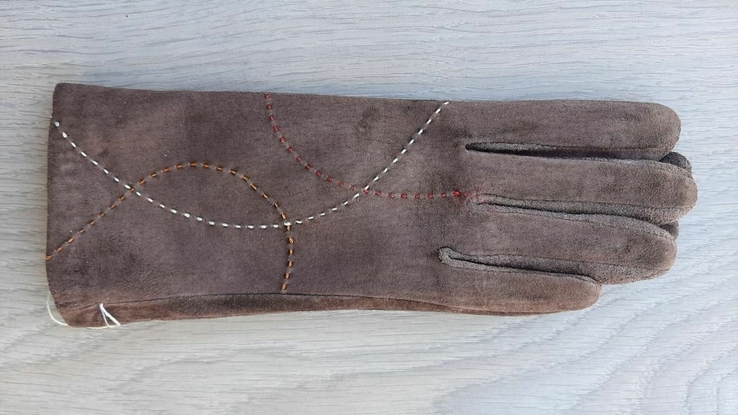 Женские замшевые перчатки (черные, коричневые, бежевые), фото №7
