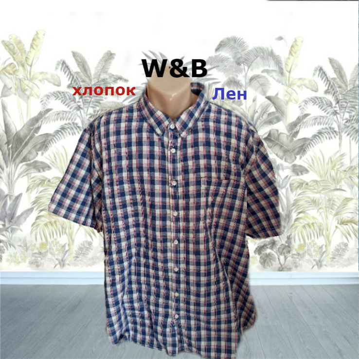 WB хлопок + лен Красивая стильная дышащая мужская рубашка Индия, photo number 2