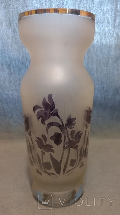 vase frosted glass gilding vintage europe, photo number 3