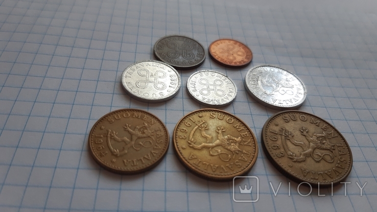 Набір № 2, 8 монет (пені), Фінляндія, 1963-1985 рік, фото №10