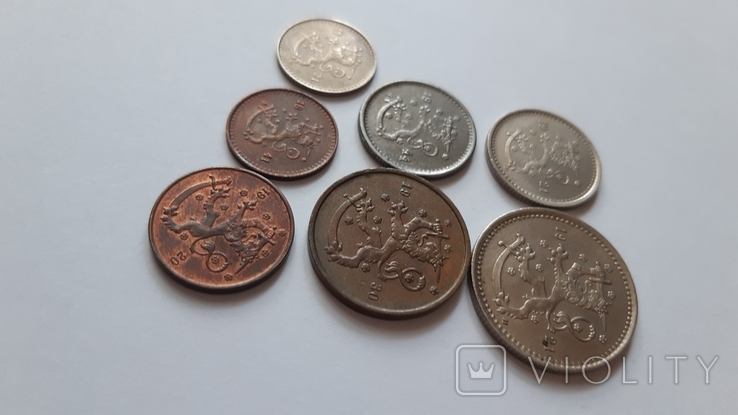 Набор № 5, 7 монет, пени, марка, Финляндия, 1920-1944 гг., фото №10