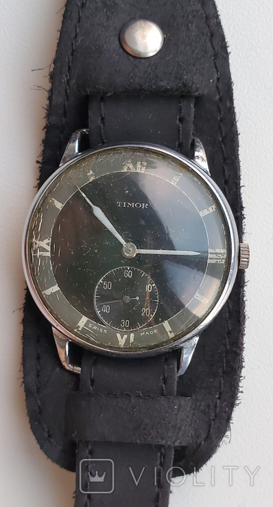 Швейцарские часы Timor 15 камней Swiss made хромированый корпус кожаный ремешок.