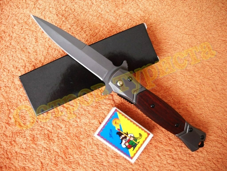 Нож тактический выкидной FA52W с стеклобоем клипсой, фото №2