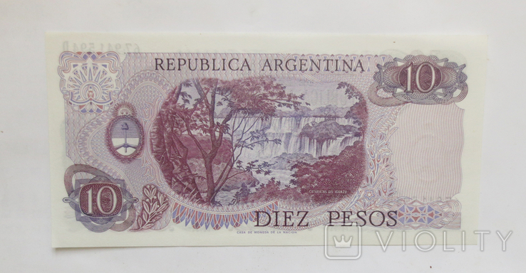 10 песо 1973-76 гг., Аргентина., фото №3