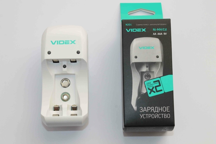 Зарядний пристрій Videx 201 для акумуляторів AAA, AA, Крона 9V (1008), фото №2