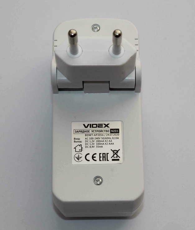 Зарядний пристрій Videx 201 для акумуляторів AAA, AA, Крона 9V (1008), фото №7
