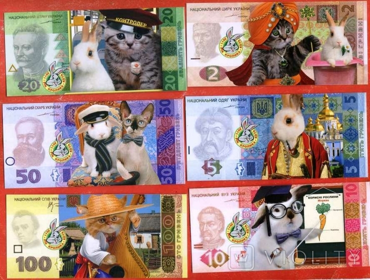 Кролик кіт заєць банкнота гроші 20 шт, фото №2