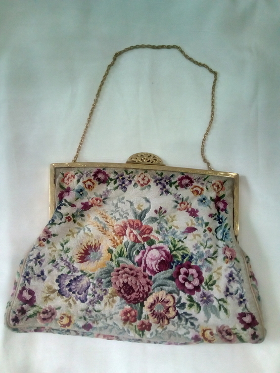 Старая винтажная сумочка габелен, photo number 2