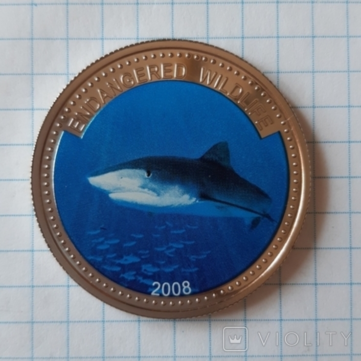 Палау, Вимираючі види - Акула,1 долар, 2008 р., фото №2