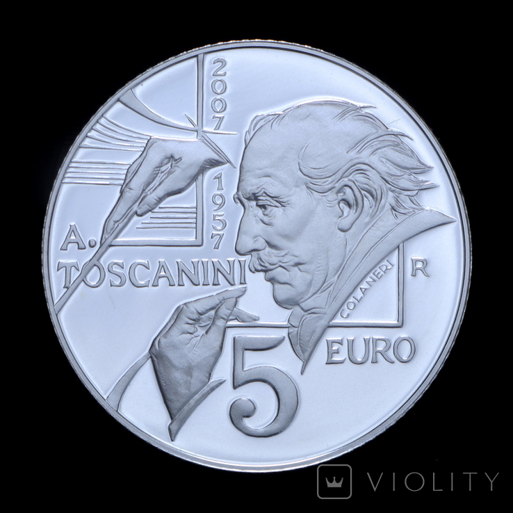 5 Євро 2007 50 років з дня смерті Артуро Тосканіні, Сан-Маріно / Сан-Марино, фото №2