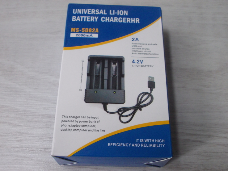 Зарядное устройство для аккумуляторов USB Li-ion Charger MS-5D82A 2 АКБ 18650, фото №2
