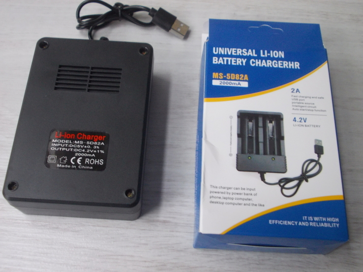 Зарядное устройство для аккумуляторов USB Li-ion Charger MS-5D82A 2 АКБ 18650, фото №5