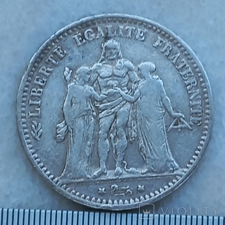 5 франков, Франция, 1873 г., К, Геркулес и музы, серебро 0.900 24.85 гр., photo number 3