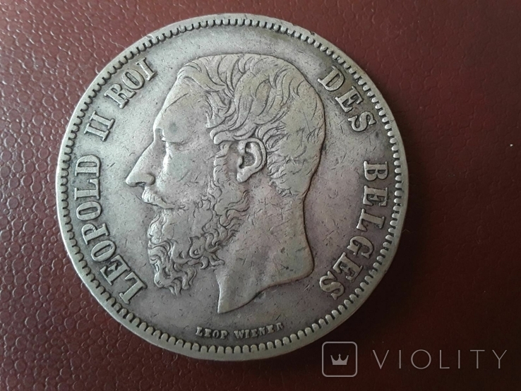 Бельгия, 5 франков 1868 г.