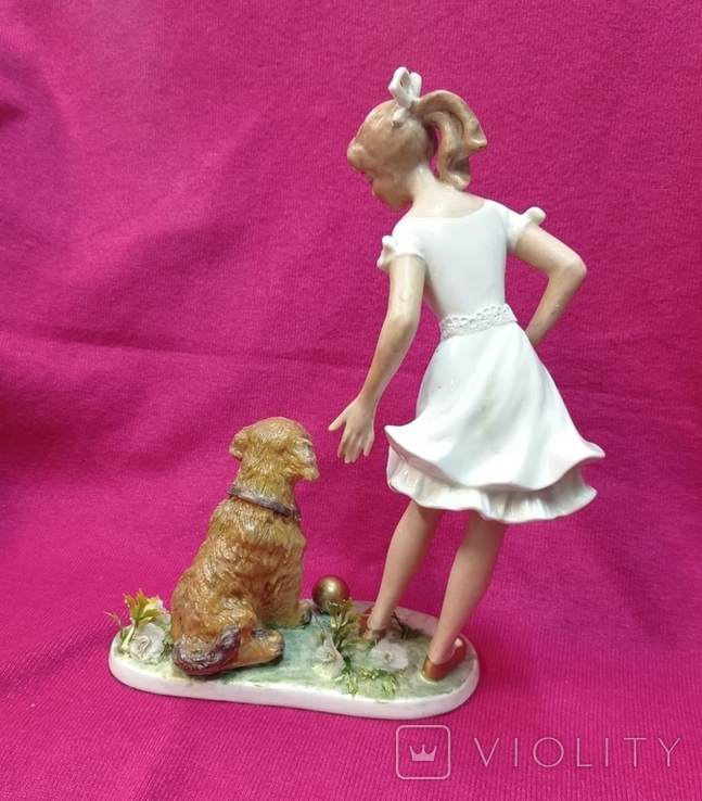 Статуэтка "Девушка с собакой", 21,5 см, K. Steiner, Wallendorf, Германия, фото №5