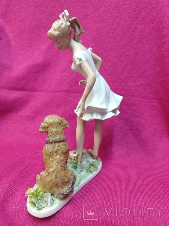 Статуэтка "Девушка с собакой", 21,5 см, K. Steiner, Wallendorf, Германия, фото №7