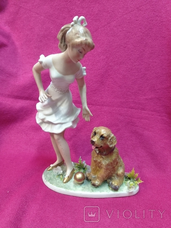Статуэтка "Девушка с собакой", 21,5 см, K. Steiner, Wallendorf, Германия, фото №12