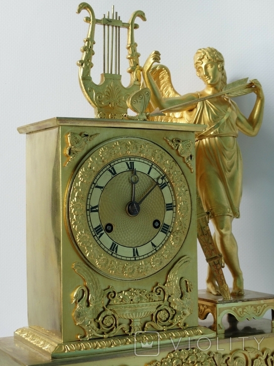 Бронзовий камінний годинник початку XIX століття в стилі ампір, фото №5