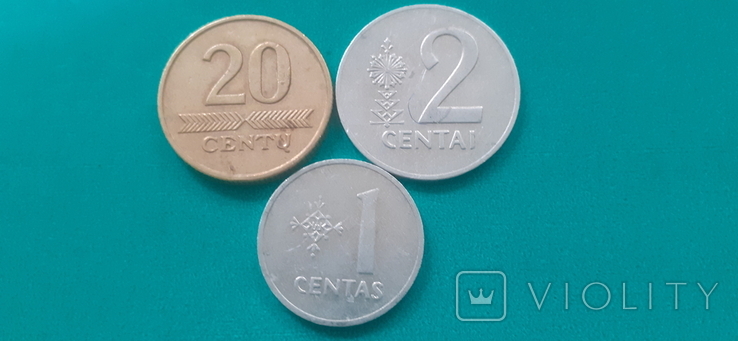 Литва 1,2 и 20 центов, фото №2