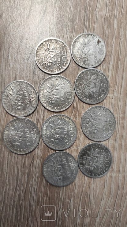 Франція 50 сантимів 1900, 1909,1910, 1915, 1916, 1917, 1918 срібні, photo number 9