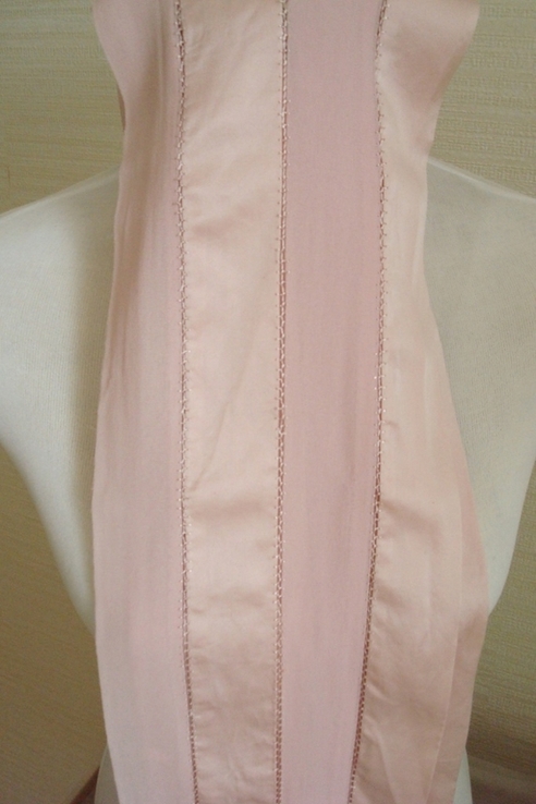  Красивый женский шифоновый легкий шарф нежного розового цвета в мережку, фото №5