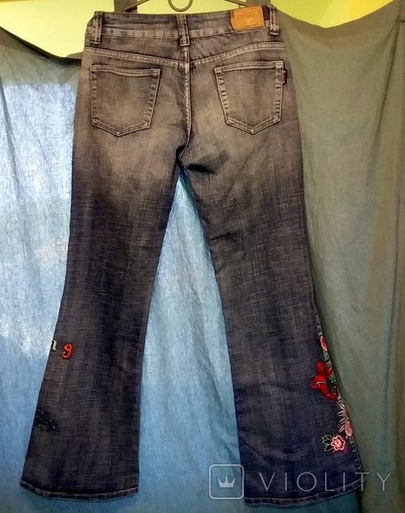 R-Ping Women's Flared Jeans Embroidery Rhinestones 29 size, photo number 4