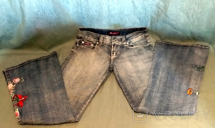 R-Ping Жіночі джинси-кльош Вишивка Стрази 29 розмір, фото №2