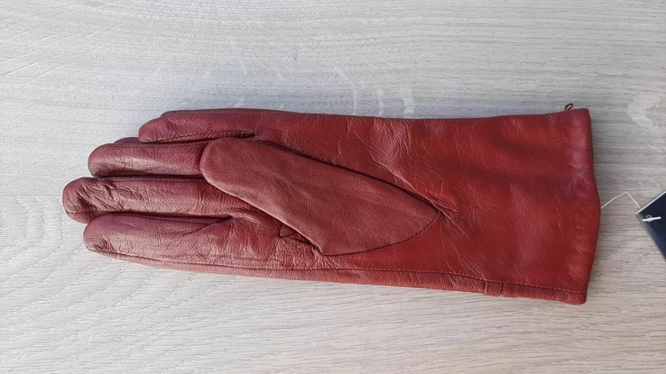 Женские кожаные перчатки с тонким мехом (зеленые, бордовые, светло-коричневые), numer zdjęcia 5
