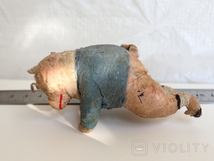 Ёлочная игрушка вата свинья , поросенок , довоенная игрушка, фото №6